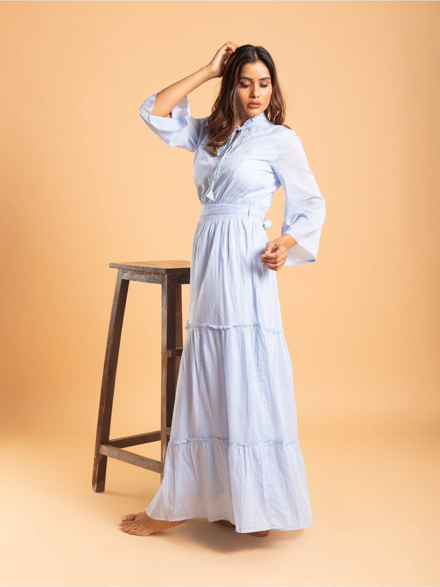 ankle length western dresses DressBerry Women's Solid Satin Ankle Length Dress Strappy Shoulders Sleeveless High Rise Round Neck Single Side Slit Western Style Gown Dress